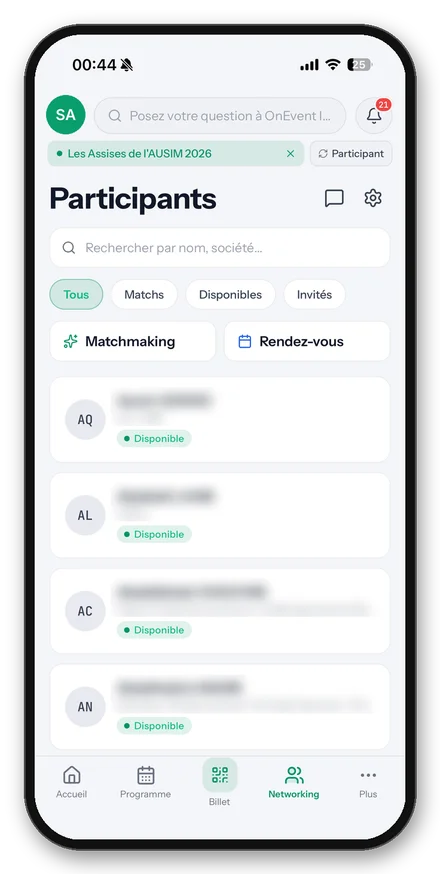 Capture de l’application OnEvent