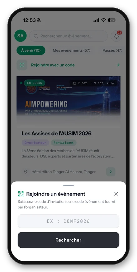 لقطة من تطبيق OnEvent